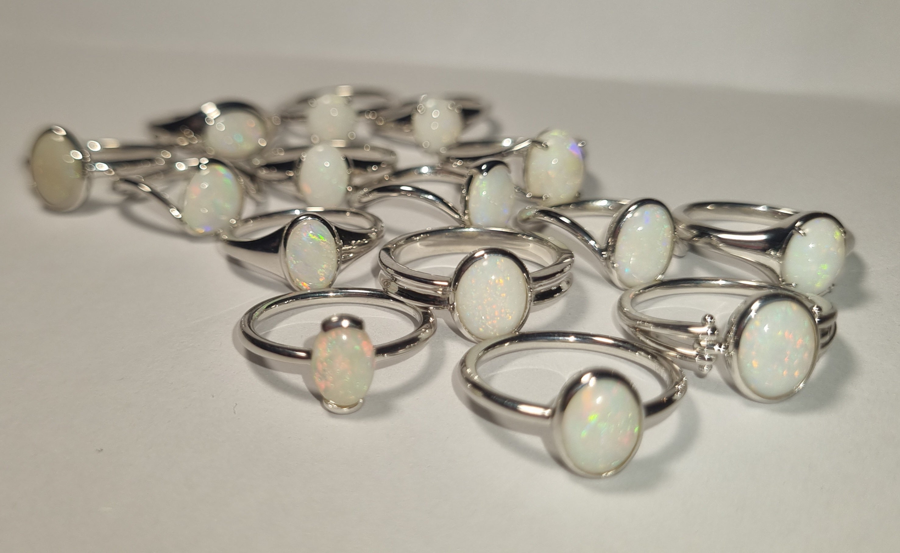 Solid Opal Silver Rings
