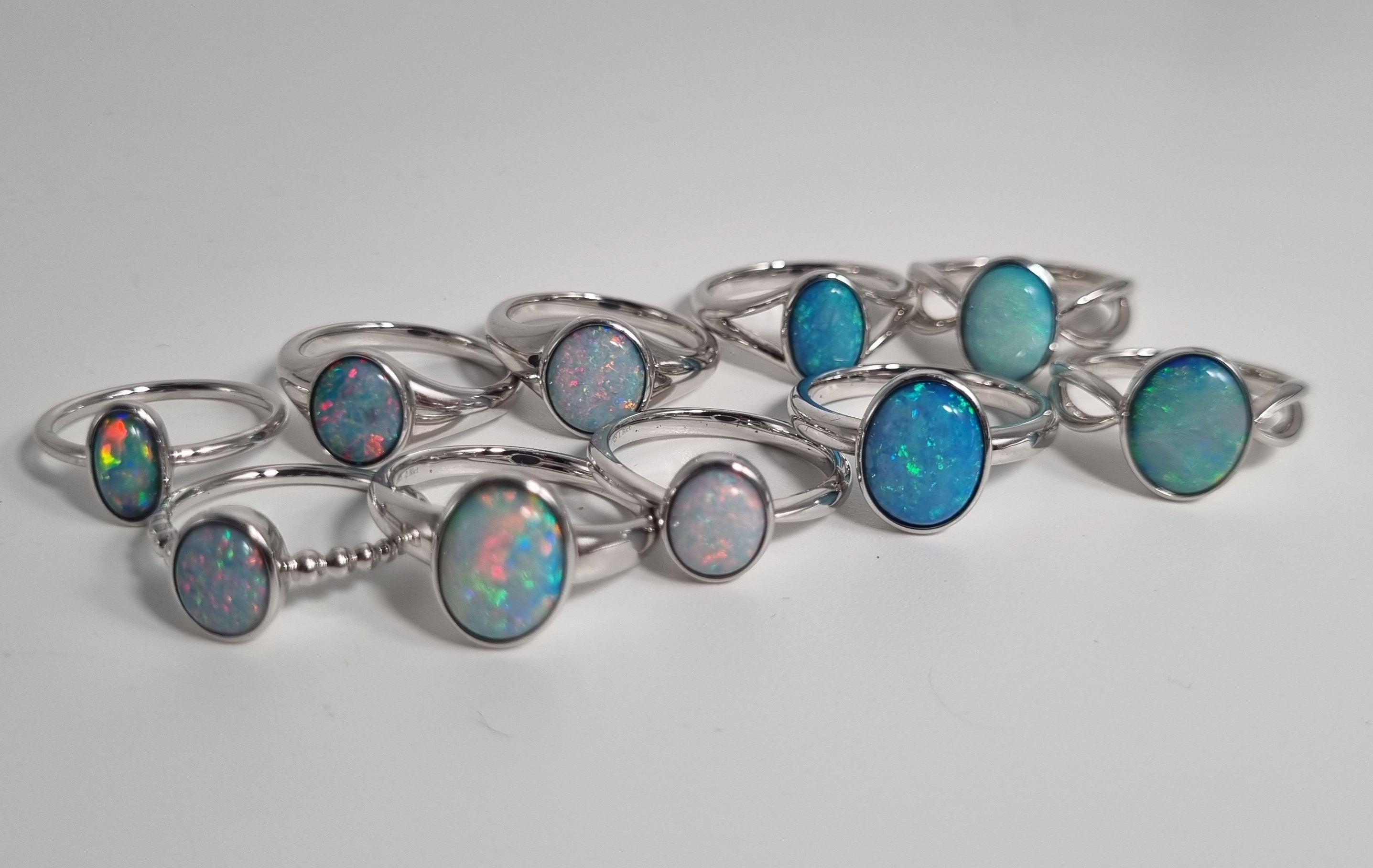 Doublet Opal Silver Rings