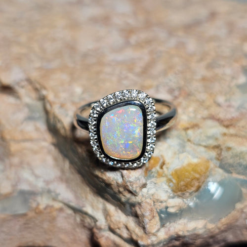 1.9ct Solid Semi-Crystal Opal w/Zirconia - Luigi Opal