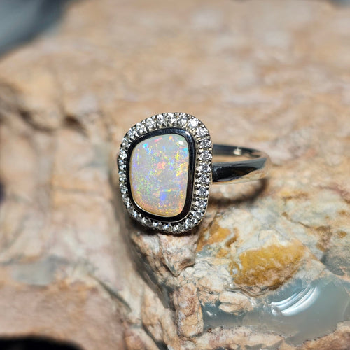 1.9ct Solid Semi-Crystal Opal w/Zirconia - Luigi Opal