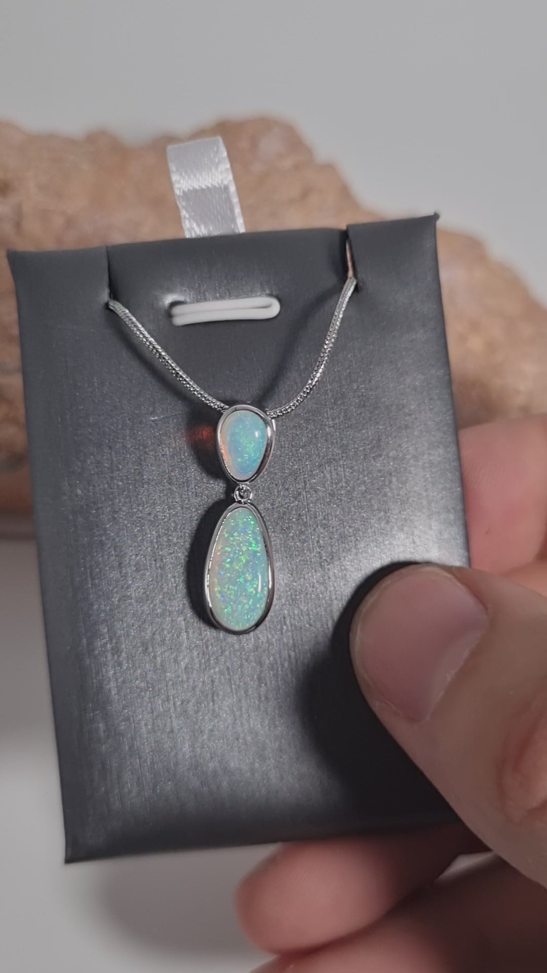 2.4ct Double Solid Opal Pendant in Sterling Silver