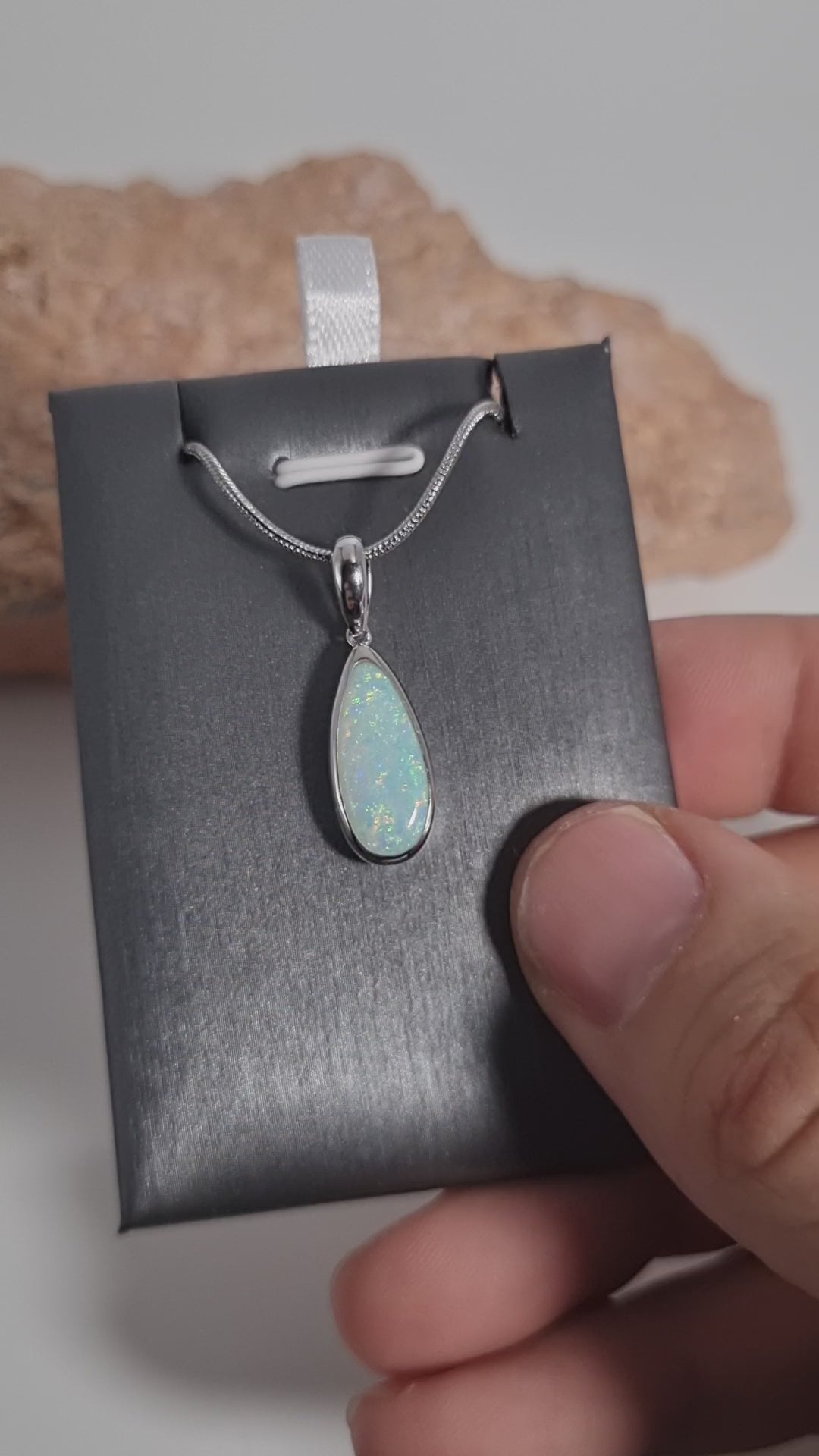 Solid semi crystal opal pendant silver 925