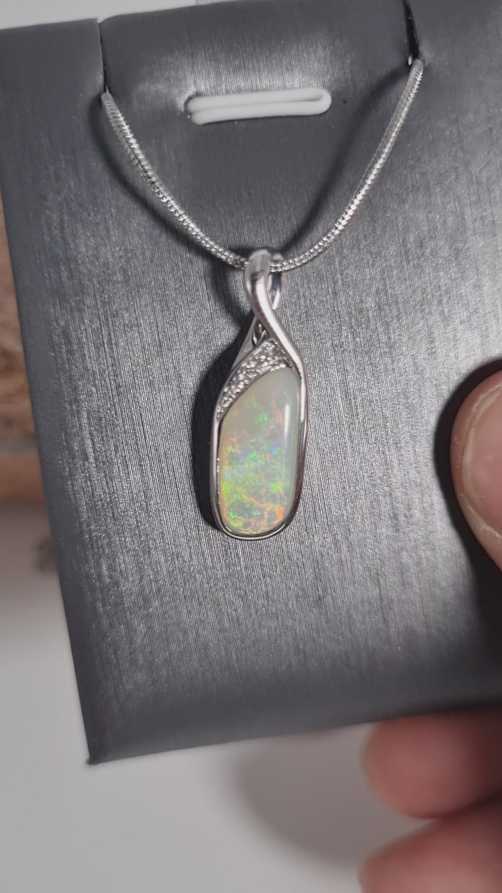 3.5ct Solid Opal w/Zirconia in Sterling Silver