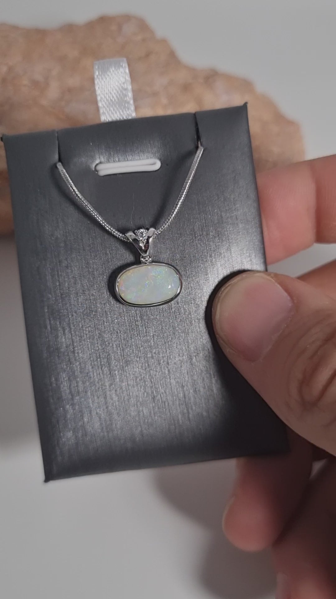 2.5ct Solid Opal w/Zirconia in Sterling Silver