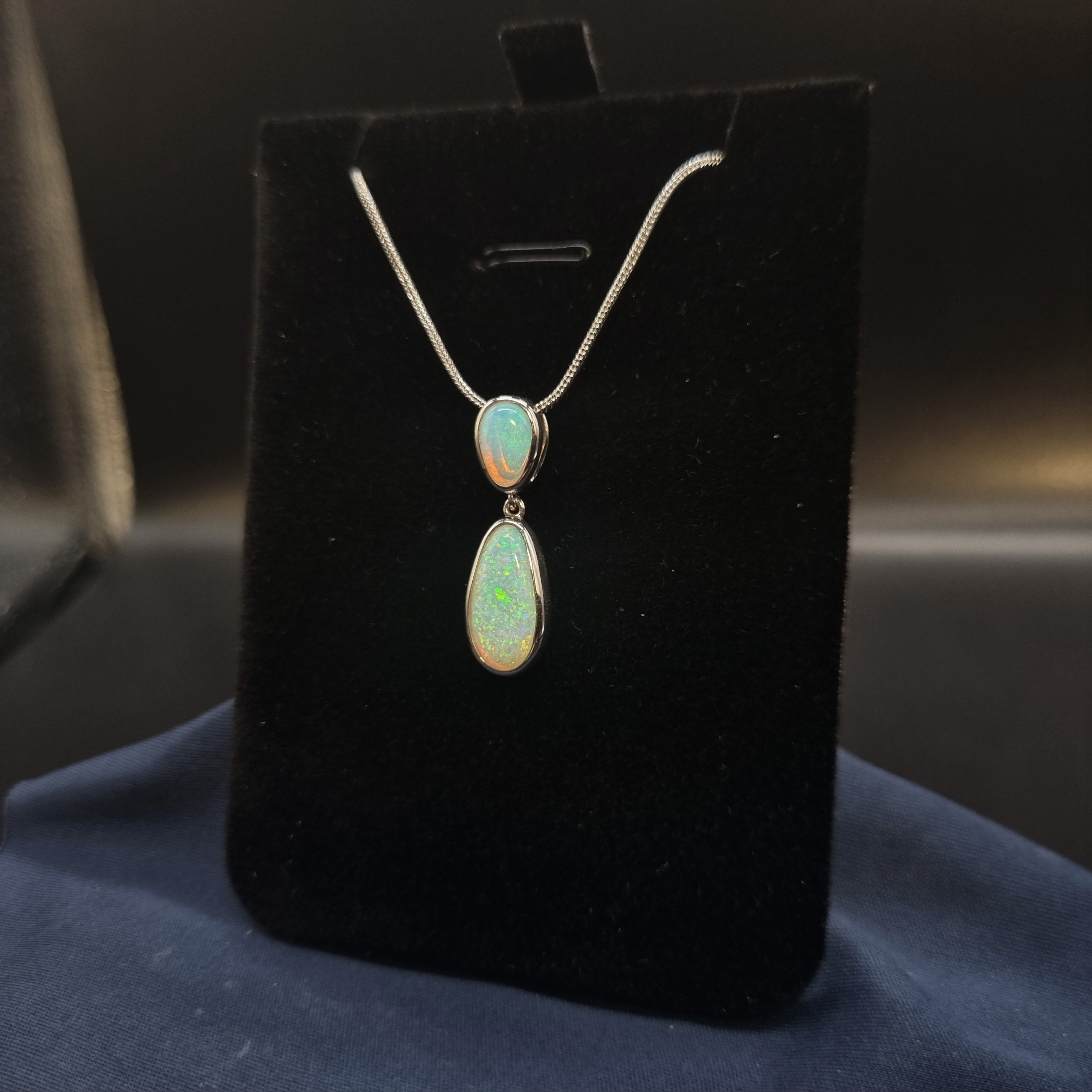 2.4ct Double Solid Opal Pendant in Sterling Silver