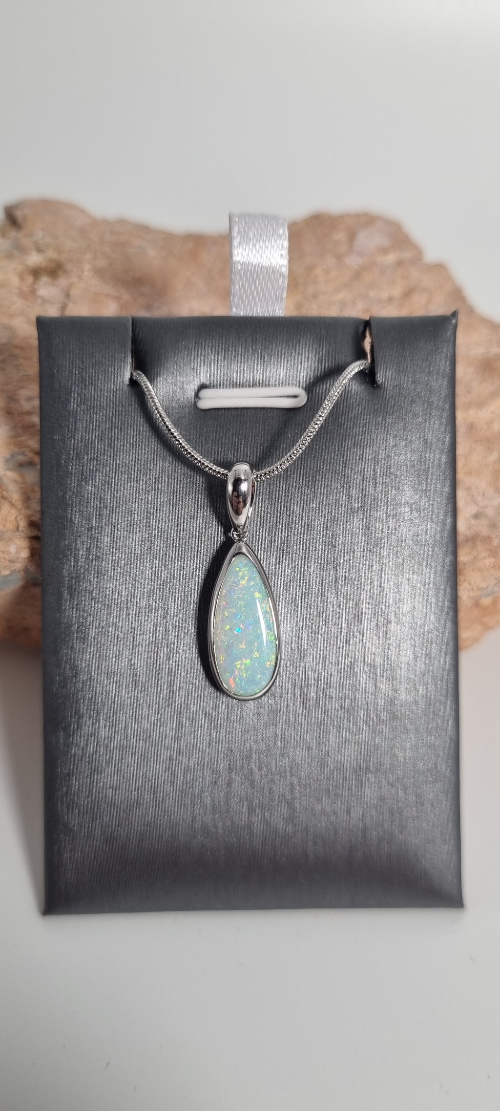 Solid semi crystal opal pendant silver 925