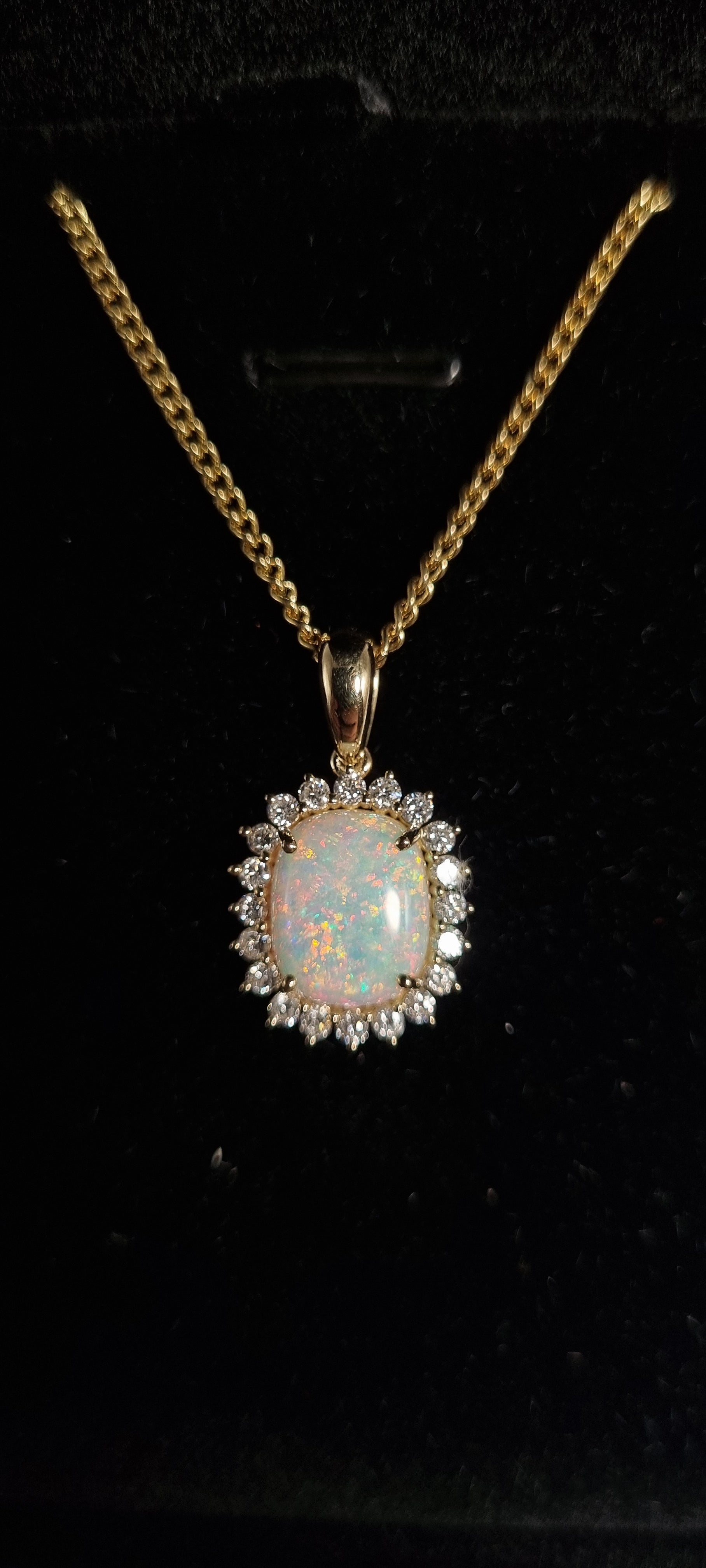 2.6ct Solid Opal in 9k Gold w/Zirconia