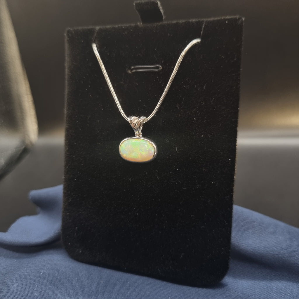 2.5ct Solid Opal w/Zirconia in Sterling Silver