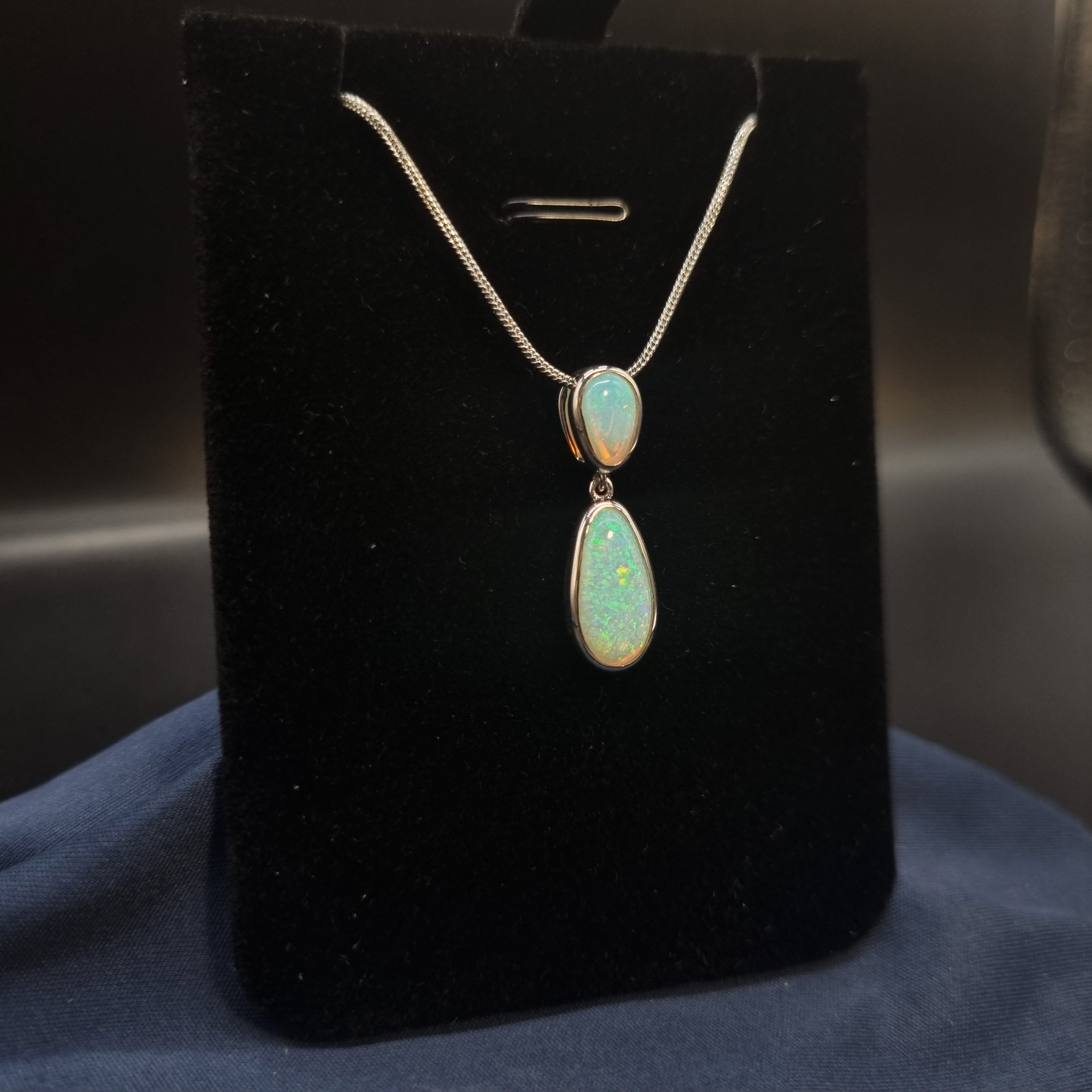 2.4ct Double Solid Opal Pendant in Sterling Silver