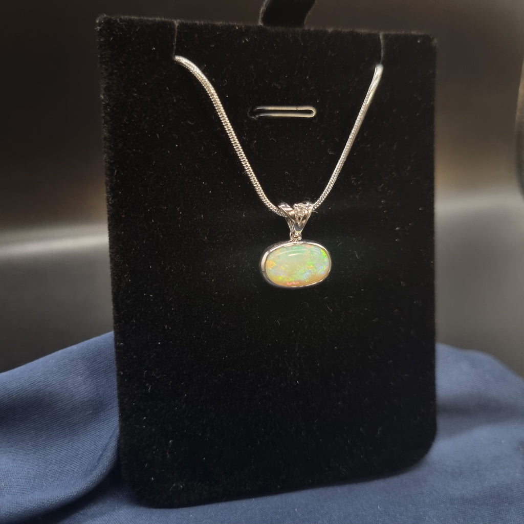 2.5ct Solid Opal w/Zirconia in Sterling Silver