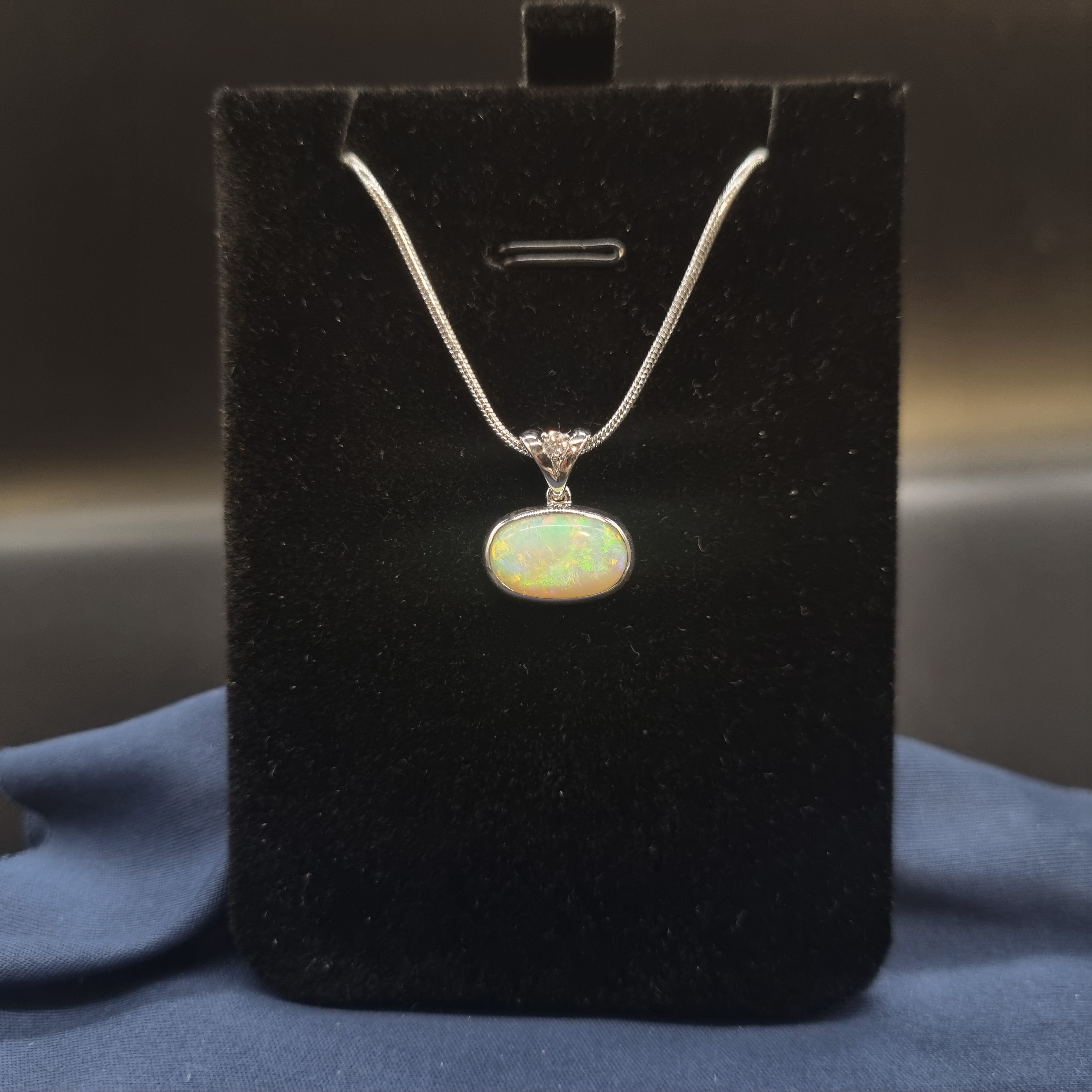 2.5ct Solid Opal w/Zirconia in Sterling Silver