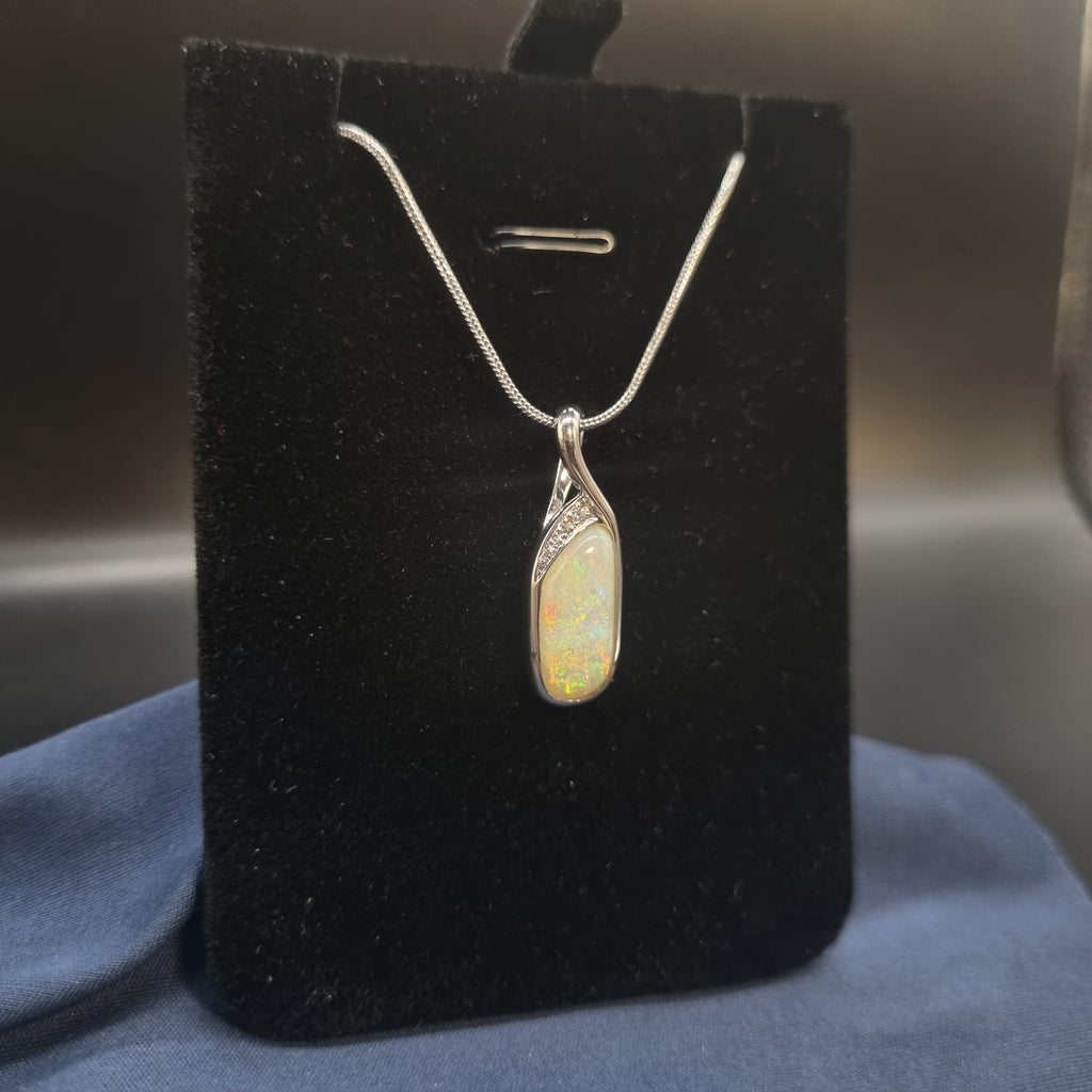 3.5ct Solid Opal w/Zirconia in Sterling Silver