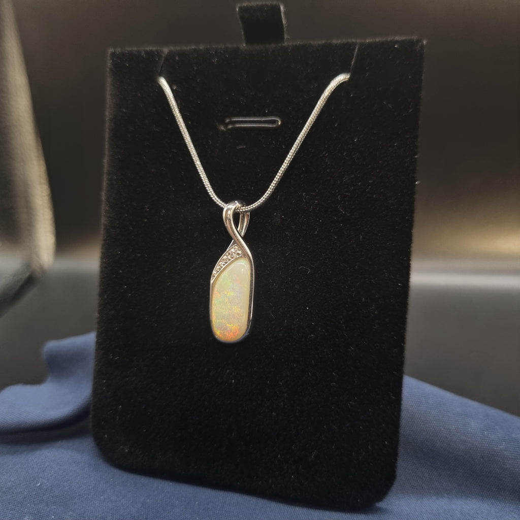 3.5ct Solid Opal w/Zirconia in Sterling Silver